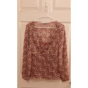 Ann Taylor Long Sleeve with slip 100% Silk Blouse Size 8